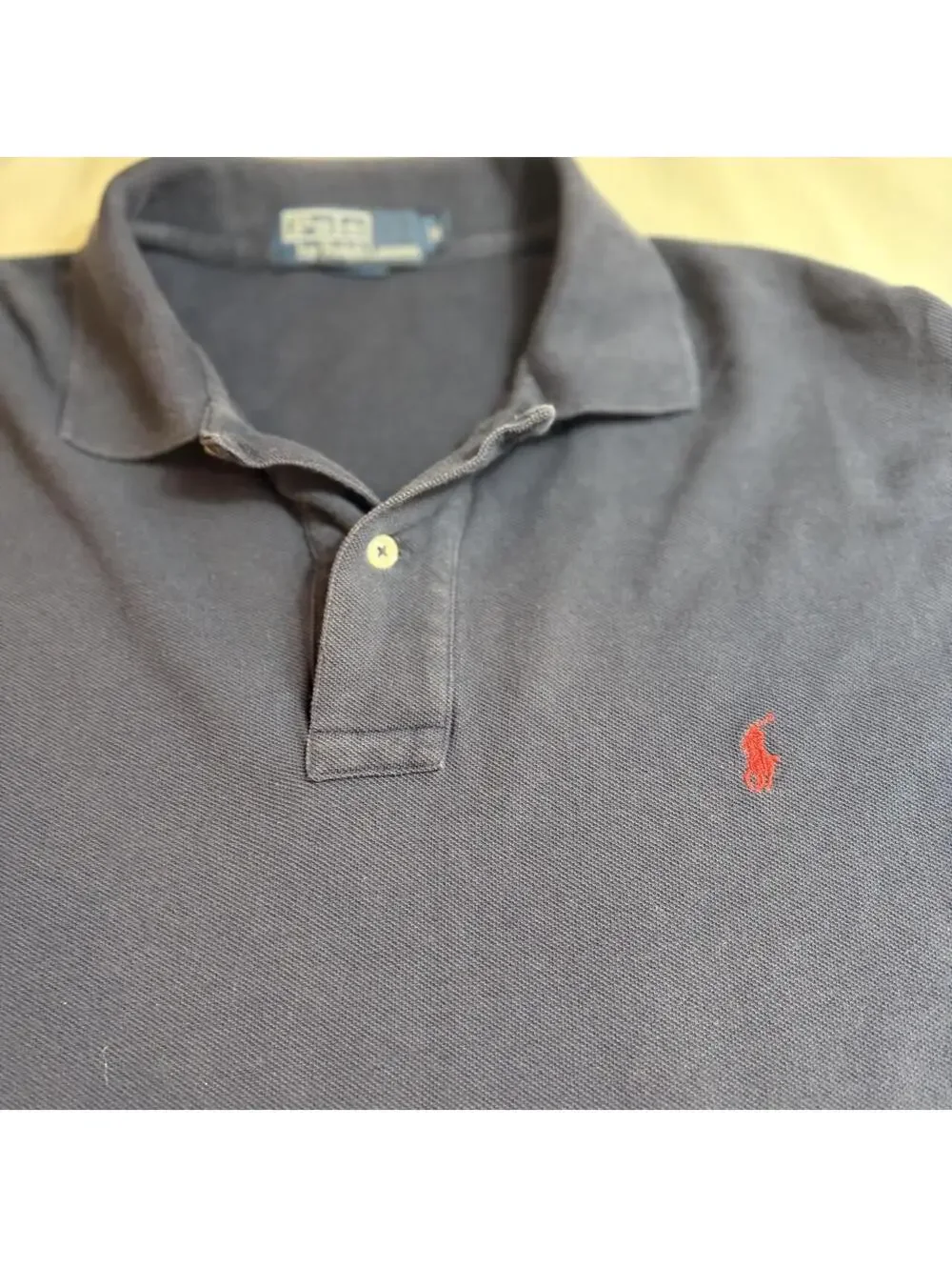 Vintage Polo Ralph Lauren Mens Medium Navy Blue Long Sleeve Red Pony Logo